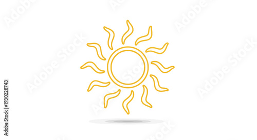 Stylized Sun Icon with Warm Rays on White Background