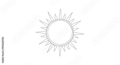Stylized Sun Icon, Minimalist Line Art, Celestial Symbol, Radiant Starburst