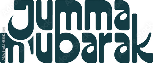 A colorful stylized typographic design displaying the islamic greeting Jumma Mubarak