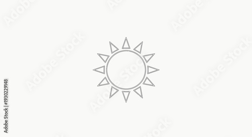 Simple Line Art Sun Icon, Minimalist Vector Graphic, Bright Sunshine Symbol