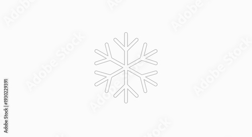 Simple Snowflake Icon Outline on White Background