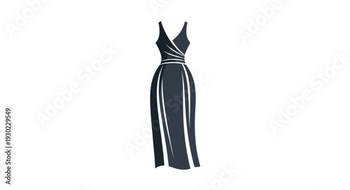 Black Striped Formal Evening Gown Dress.