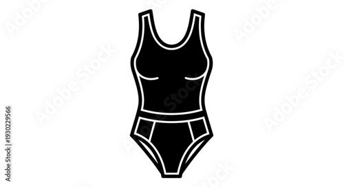 Black Swimsuit Illustration Simple Design.