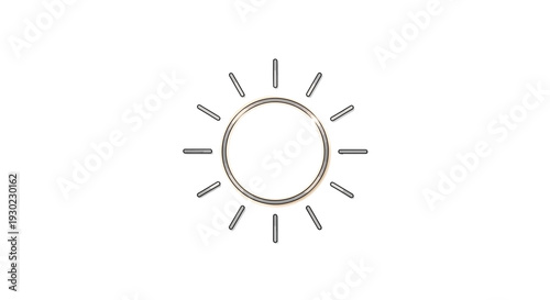 Minimalist Sun Icon, Simple Geometric Solar Symbol, Bright Light Ray Emblem