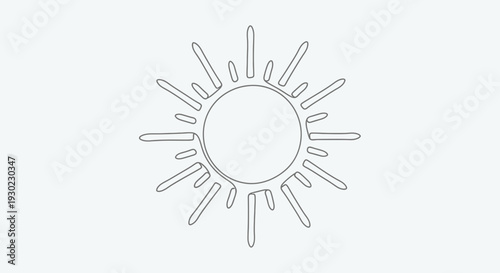 Minimalist Sun Line Art Drawing, Simple Sunshine Icon, Vector Graphic