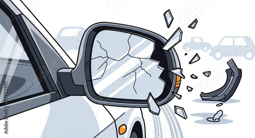 Broken Car Side Mirror Damage.