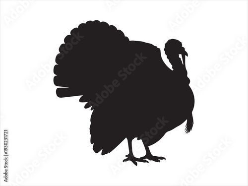 Turkey silhouette, Black silhouette of turkey bird vector in side view, Logo and symbol of a turkey vector