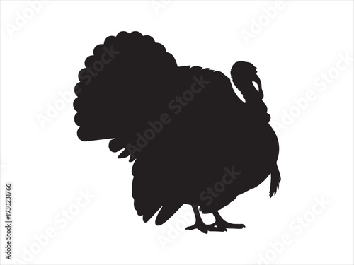 Turkey silhouette, Black silhouette of turkey bird vector in side view, Logo and symbol of a turkey vector