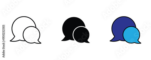 Speech bubble and chat icon set. Social media communication, online message, and forum discussion symbol for business and digital marketing design. Vector Illustration.