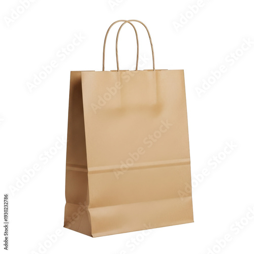 Simple brown paper bag isolated on transparent background