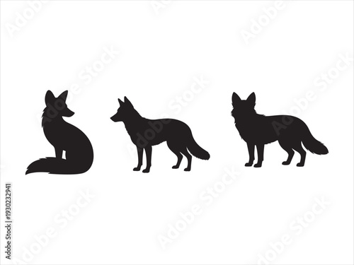 Fox silhouette vector, fox standing shape, wild animal fox vector ilustrtion
