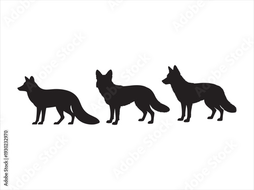 Fox silhouette vector, fox standing shape, wild animal fox vector ilustrtion