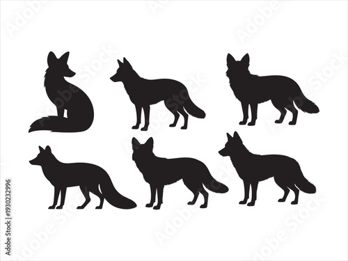 Fox silhouette vector, fox standing shape, wild animal fox vector ilustrtion