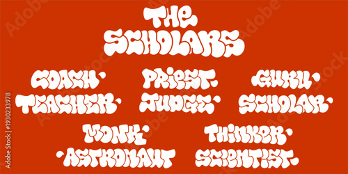 Red Themed Scholar Professional Set in Bold Urban Graffiti Lettering.