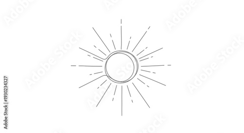 Minimalist Sunburst Icon with Coffee Cup Outline