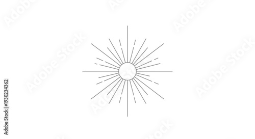 Minimalist Sunburst Icon, Geometric Starburst Symbol, Abstract Radiant Light Element