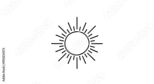 Minimalist Sunburst Icon, Hand-Drawn Starburst Emblem, Simple Sunshine Symbol