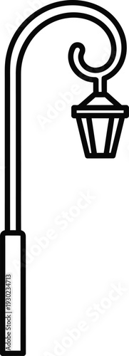 A simple black and white illustration of a street lamp on a white background.