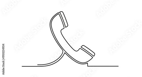 Minimalist single line drawing of a classic telephone receiver, communication icon