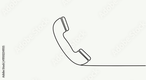 Minimalist single line drawing of a classic telephone receiver with a cord extending horizontally.