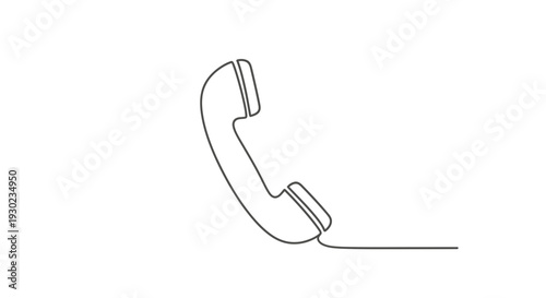Minimalist single line drawing of a classic telephone receiver, symbolizing communication and connection.