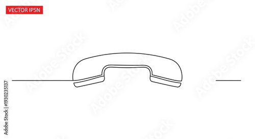 Minimalist single line drawing of a telephone handset, communication concept