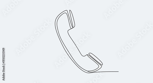 Minimalist single line drawing of a telephone handset, communication icon