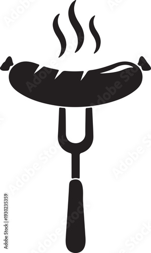 Hot Sausage on Fork Silhouette