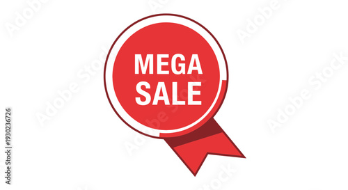 Mega Sale Red Ribbon Badge - Big Discount Promotion Announcement