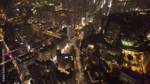 Wallpaper Mural Night illumination in a rainy and cloudy famous Kowloon district cityscape aerial shot panorama 4k hong kong Torontodigital.ca