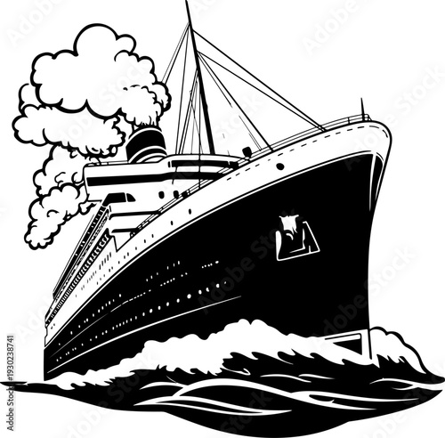 Vintage Style Ocean Liner Illustration