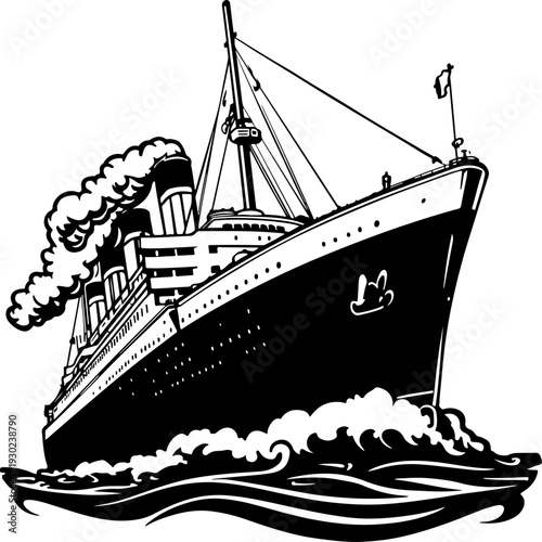 Vintage Style Ocean Liner Illustration