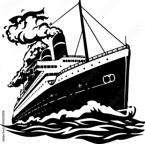 Vintage Style Ocean Liner Illustration