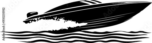 High-Speed Black Speedboat Graphic