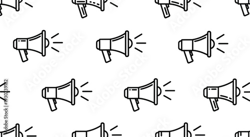 Modern outline megaphone seamless pattern vector graphic for important news announcements and promotional design.