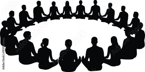 meditation, yoga, silhouette, people, group, mindfulness, relaxation, harmony, balance, wellness, calm, spiritual, therapy, community, lotus, meditation circle, yoga group, mindfulness practice
