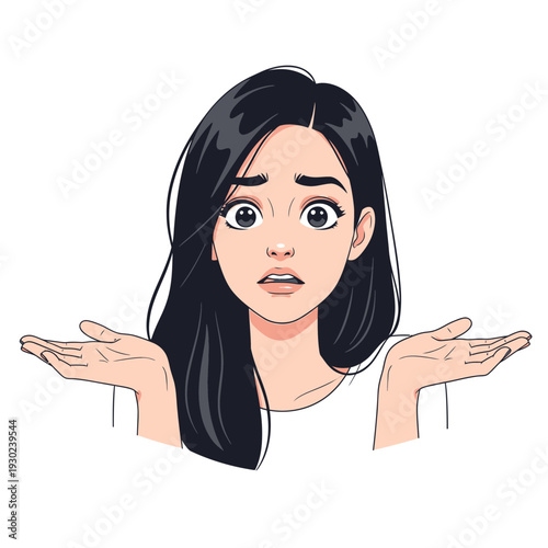 Cartoon woman with puzzled expression.