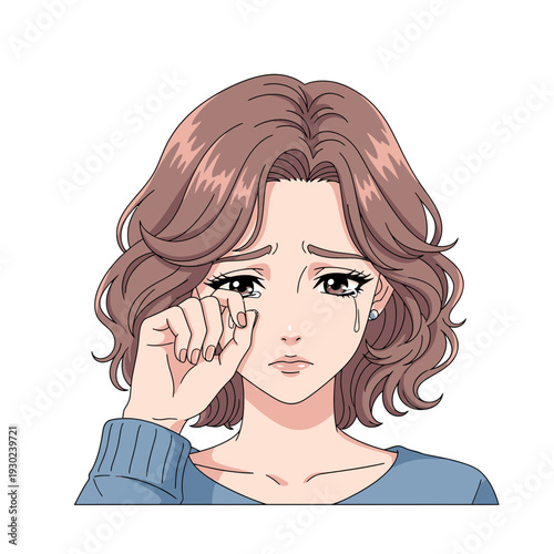 Crying woman with tears on face 1.