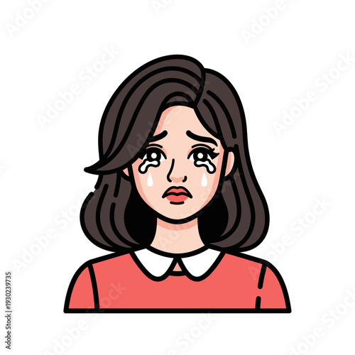 Crying woman with tears on face 2.