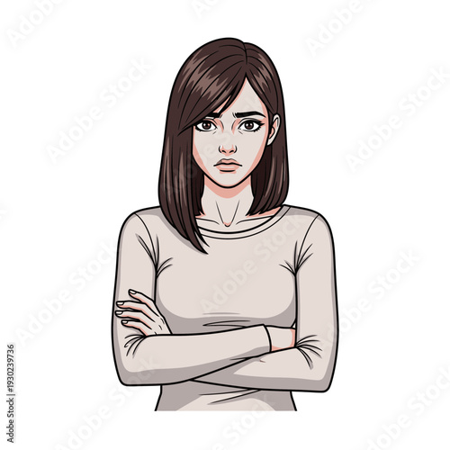 Illustration of a woman with crossed arms.