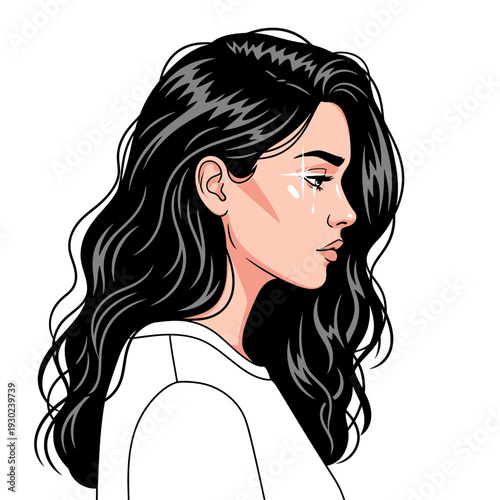 Illustration of a Woman with Long Hair.