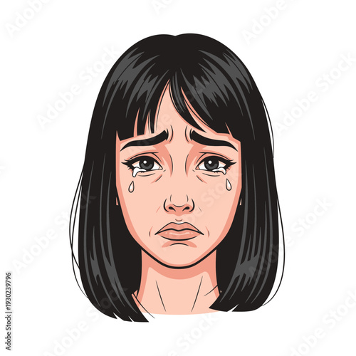 Sad crying woman face portrait closeup.