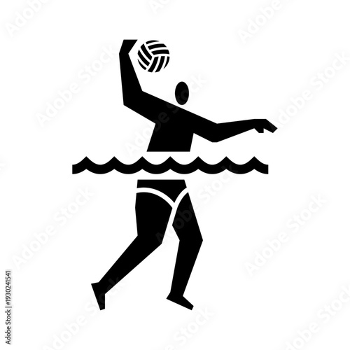 People playing water polo glyph icon. Water polo illustration.