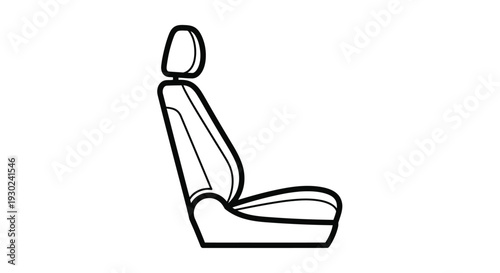 Simple line drawing of a black and white car seat interior