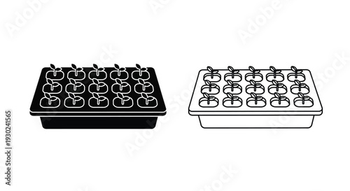 Two depictions of chocolate boxes with patterned candies inside