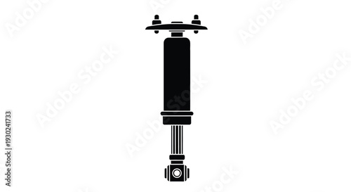 A black silhouette of a vehicle shock absorber on a white background