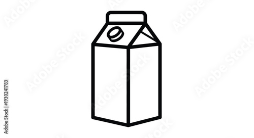 Simple black and white line drawing of a gable top milk carton