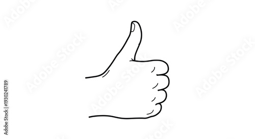 Simple hand drawn illustration of a thumbs up gesture on a white background