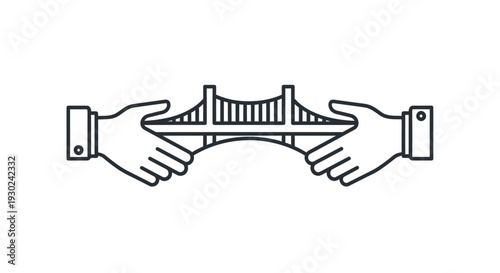 Hands building a bridge, symbolizing connection, teamwork, and partnership