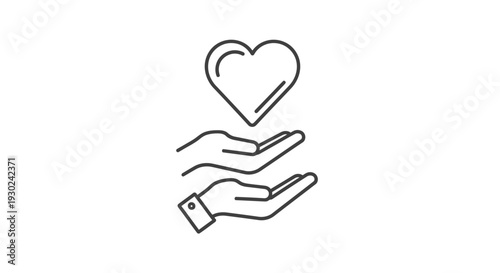 Hands holding heart icon, symbol of care, love, charity, donation, support, and health